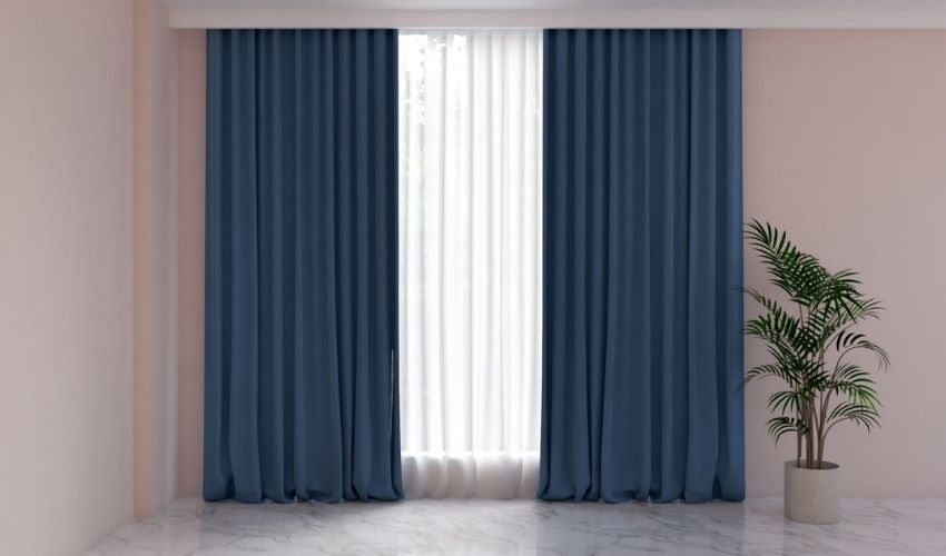 Azure Blue Color Curtains Go with Pink Walls