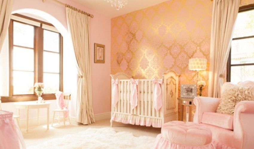 Cream Color Curtains with Pink Walls