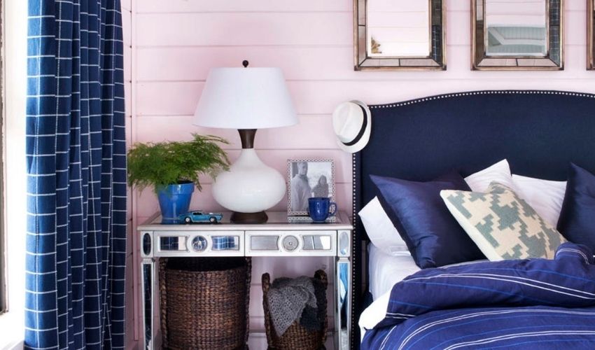 Dark Blue Curtains Go with Pink Walls