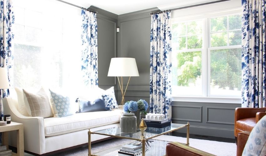 Floral Curtains With Grey Walls