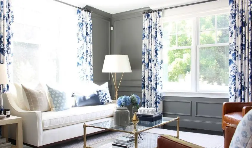 Floral Curtains With Grey Walls