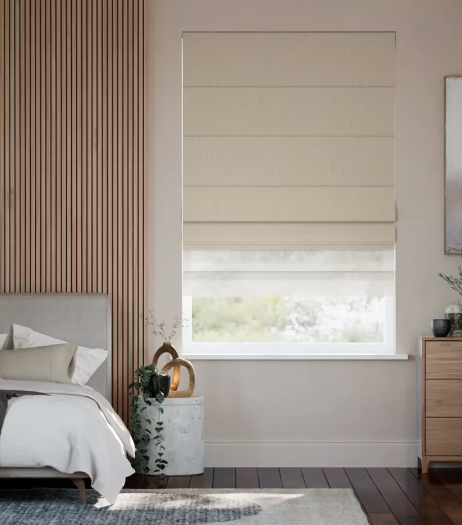 Bedroom roman blinds