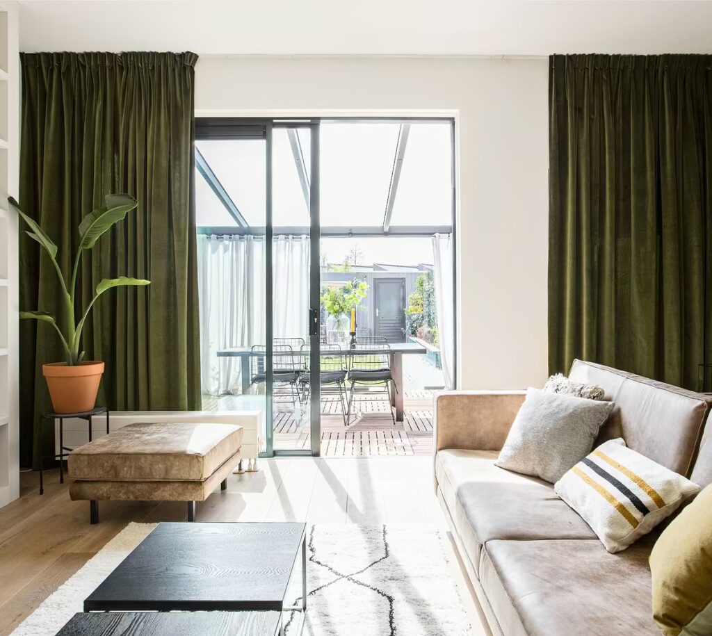 green curtains in Dubai