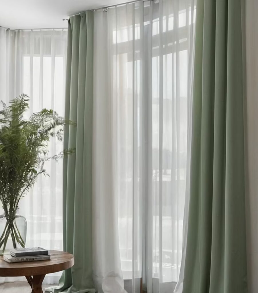 green linen curtains Dubai