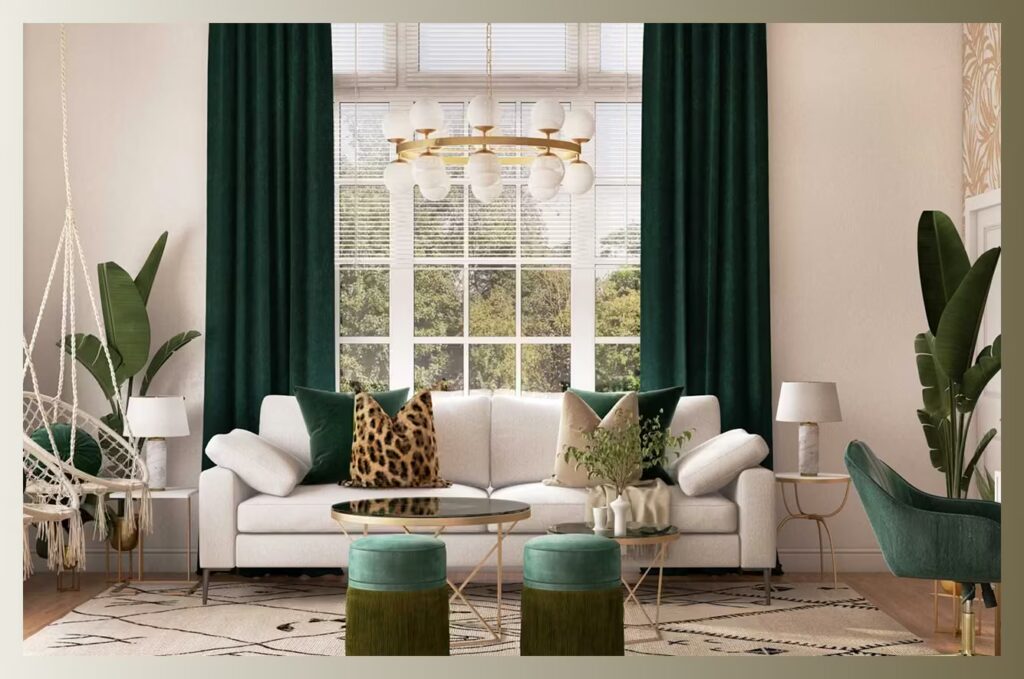 luxury green curtains Dubai