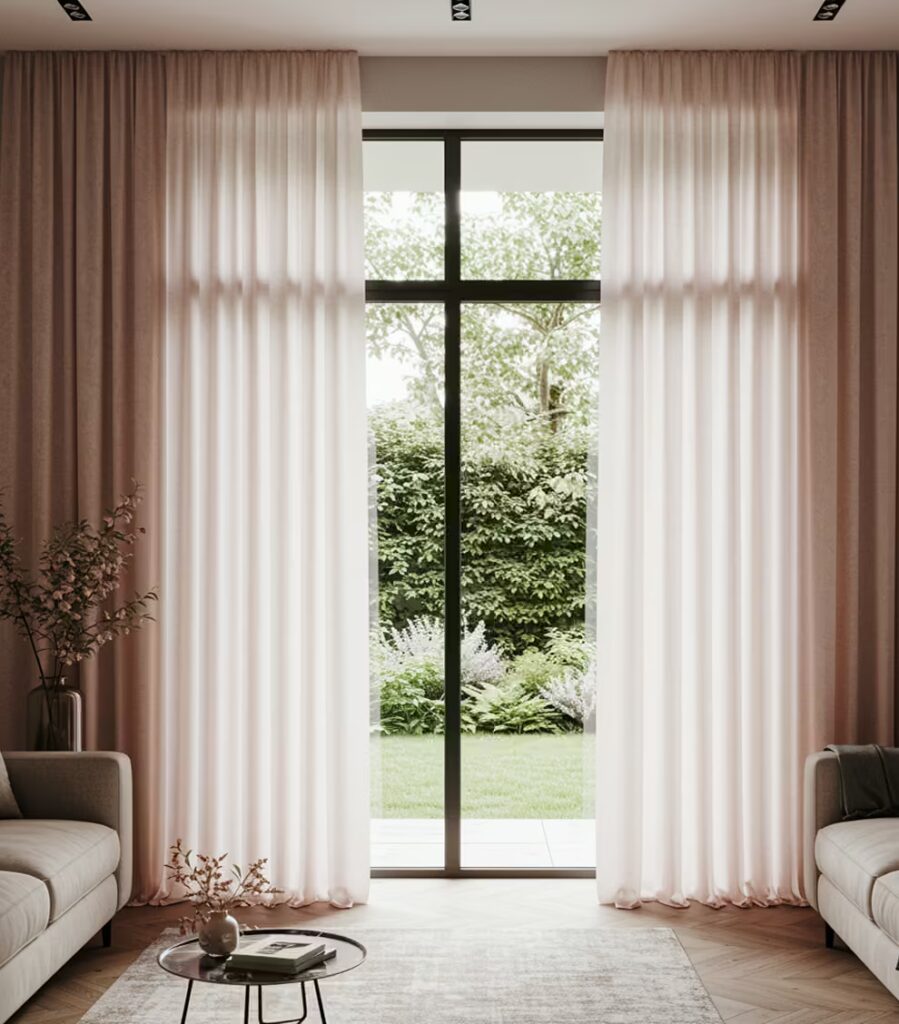 pink curtains for living room Dubai