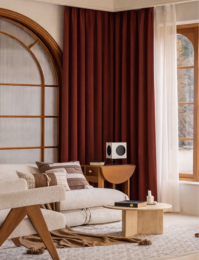 wine red curtains Dubai