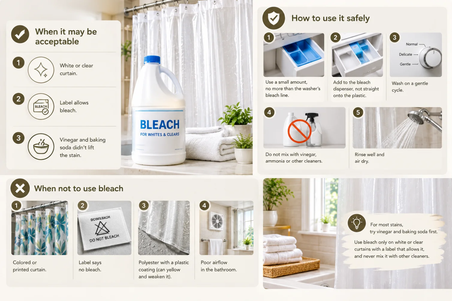 Can you use bleach on plastic curtains