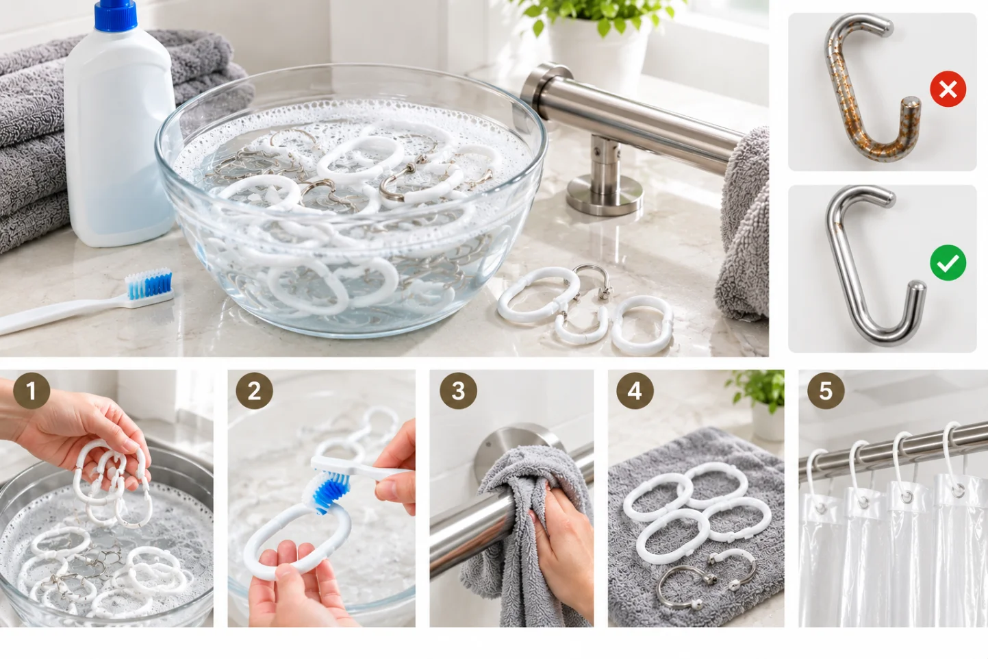 Cleaning rings, hooks and the rod