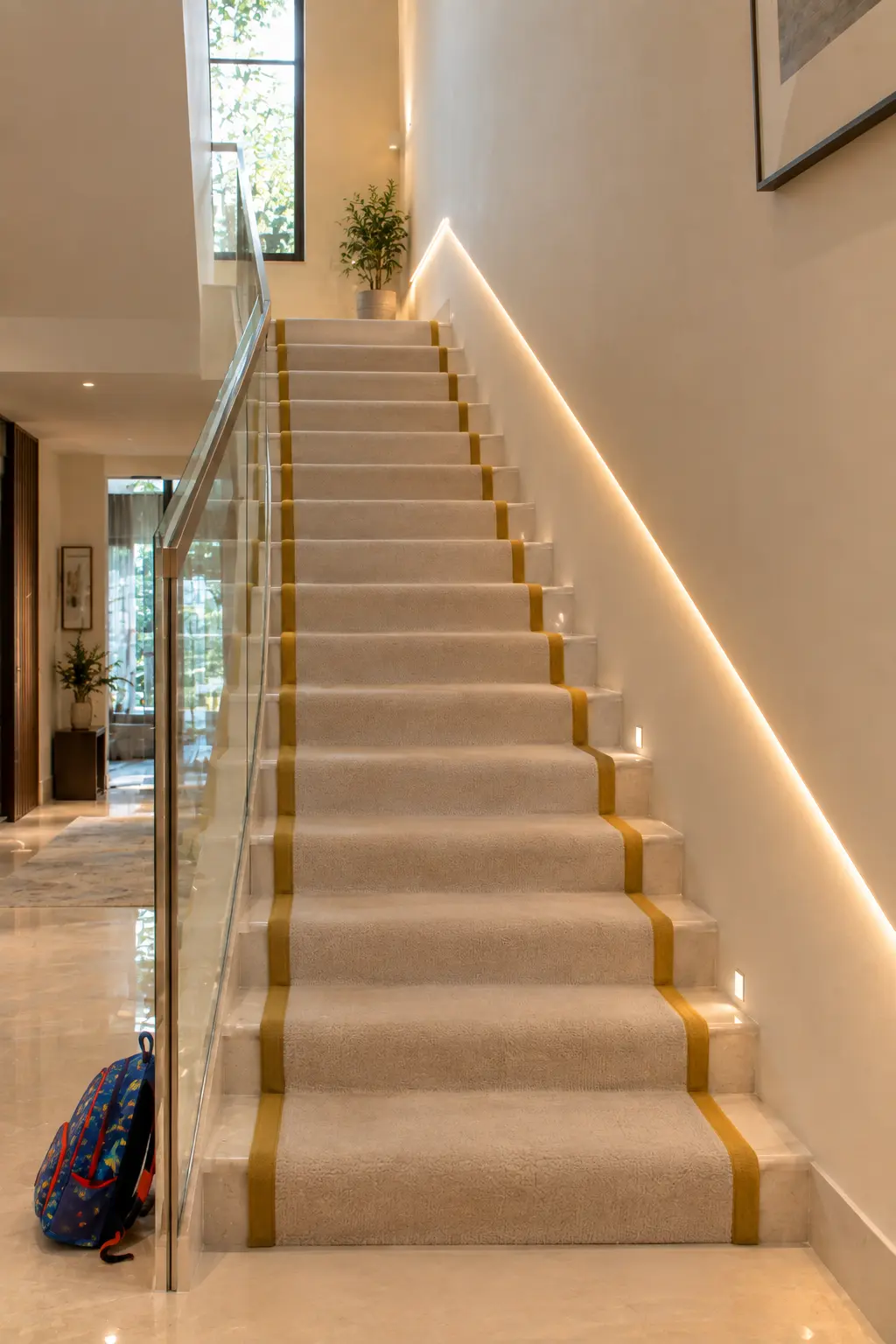 Custom Stair Runner Installation Project Tilal Al-Ghaf