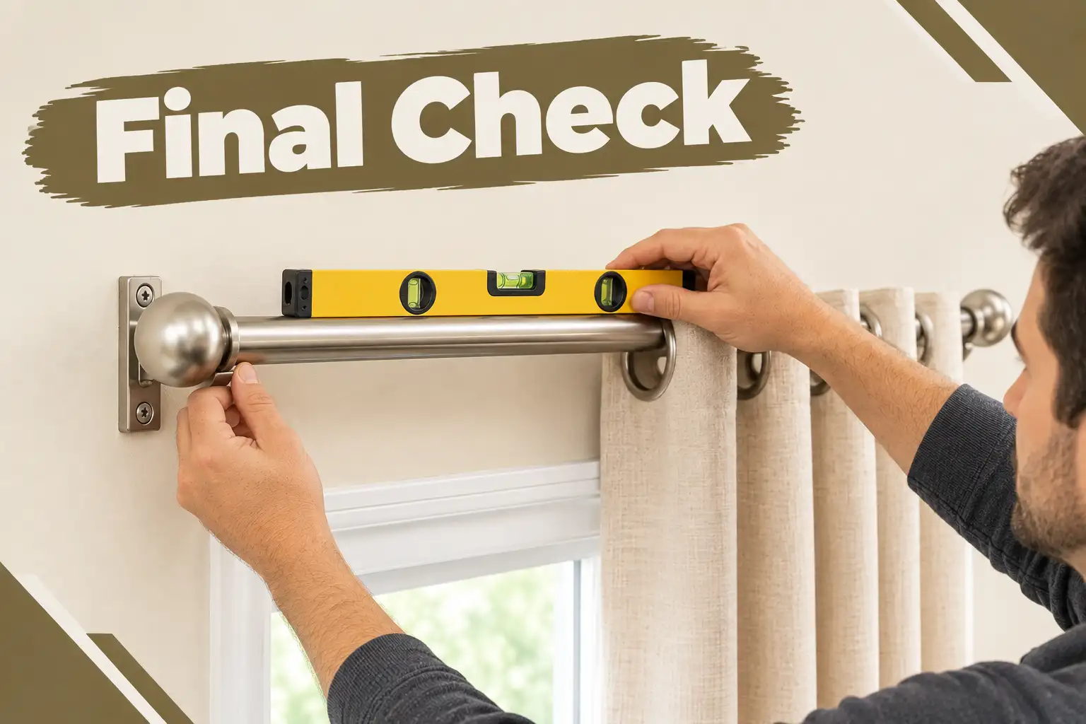 Final Check Curtain Rod Leveling