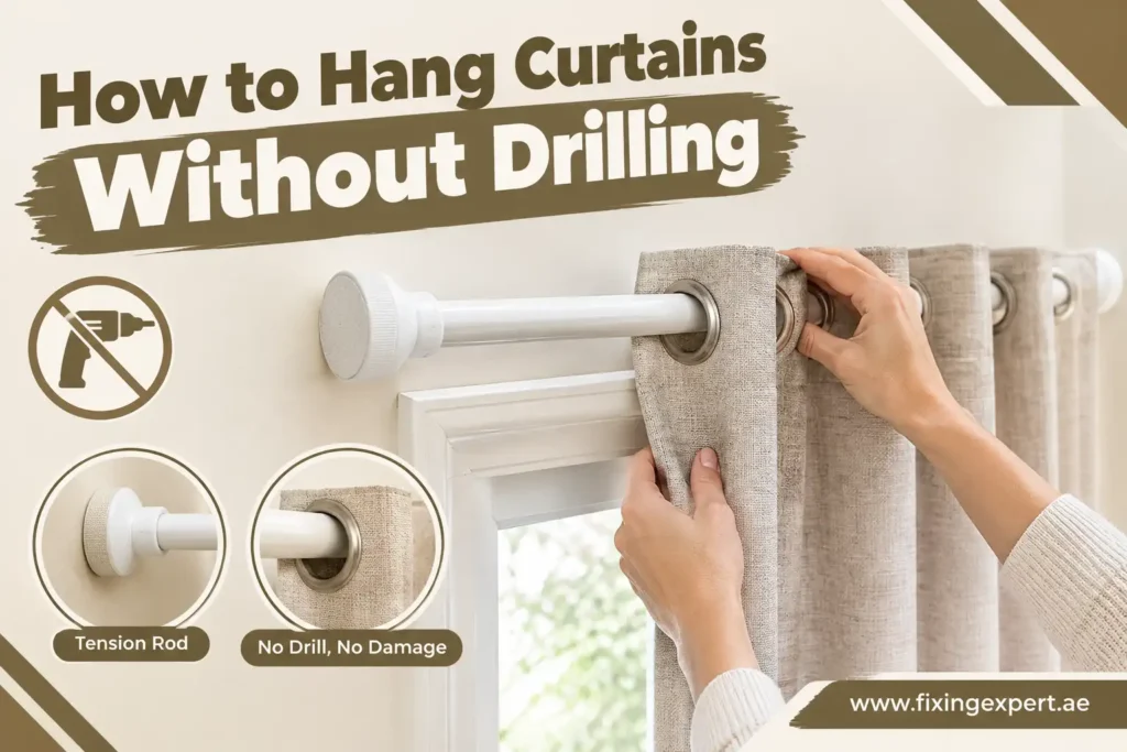 How to Hang Curtains Without Drilling - Fixng Expert