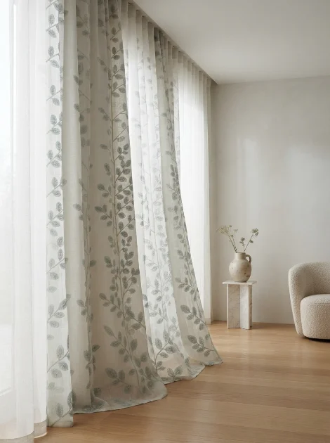 Leafy Motifs Sheer Curtains