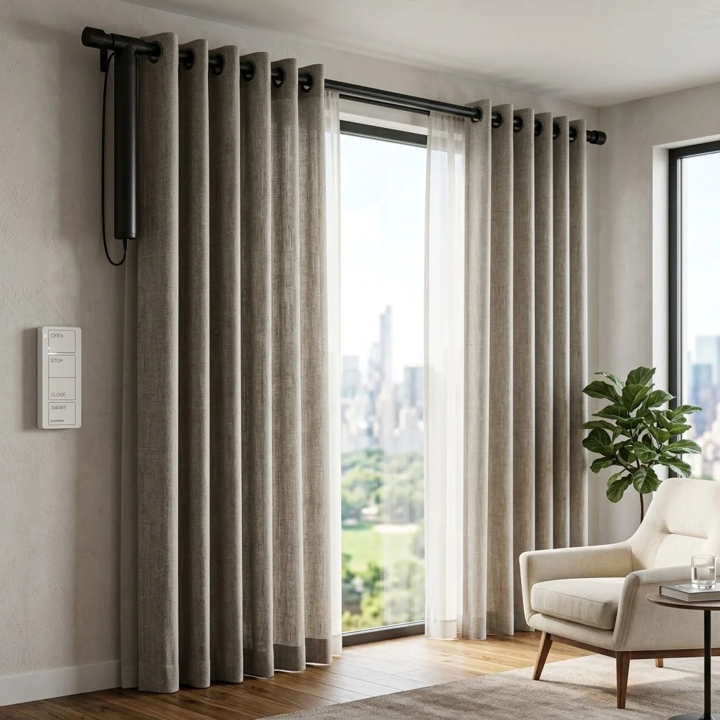 Motorized eyelet curtains Dubai