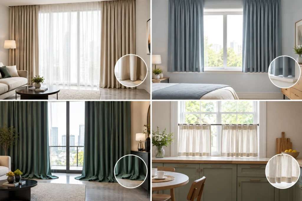 different lengths of curtains