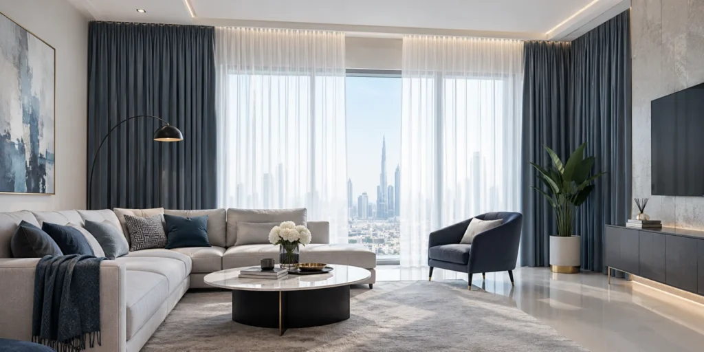 double layer living room curtains Dubai