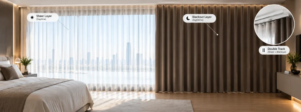 double layer wave curtains