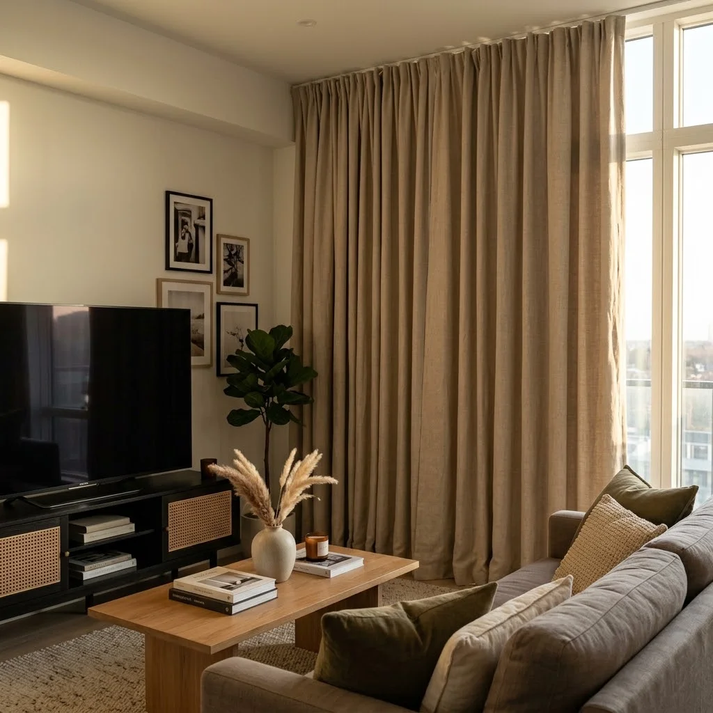 linen blackout living room curtain