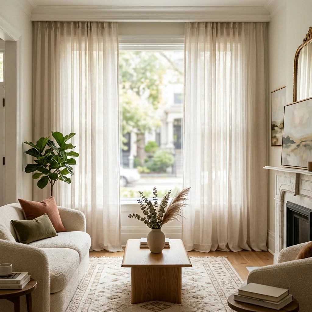 living room Privacy sheer curtains