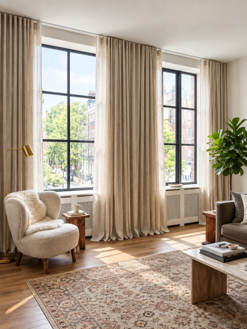 tailored living room drapes