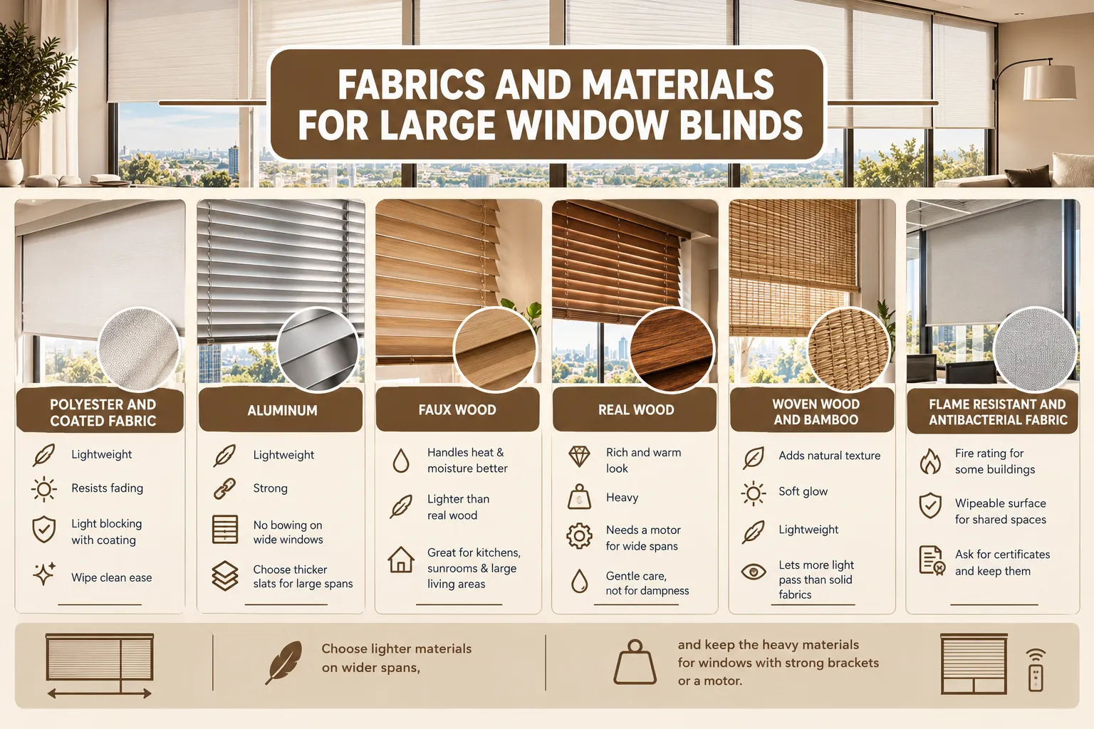 FABRICS AND MATERIALS FOR LARGE WINDOW BLINDS