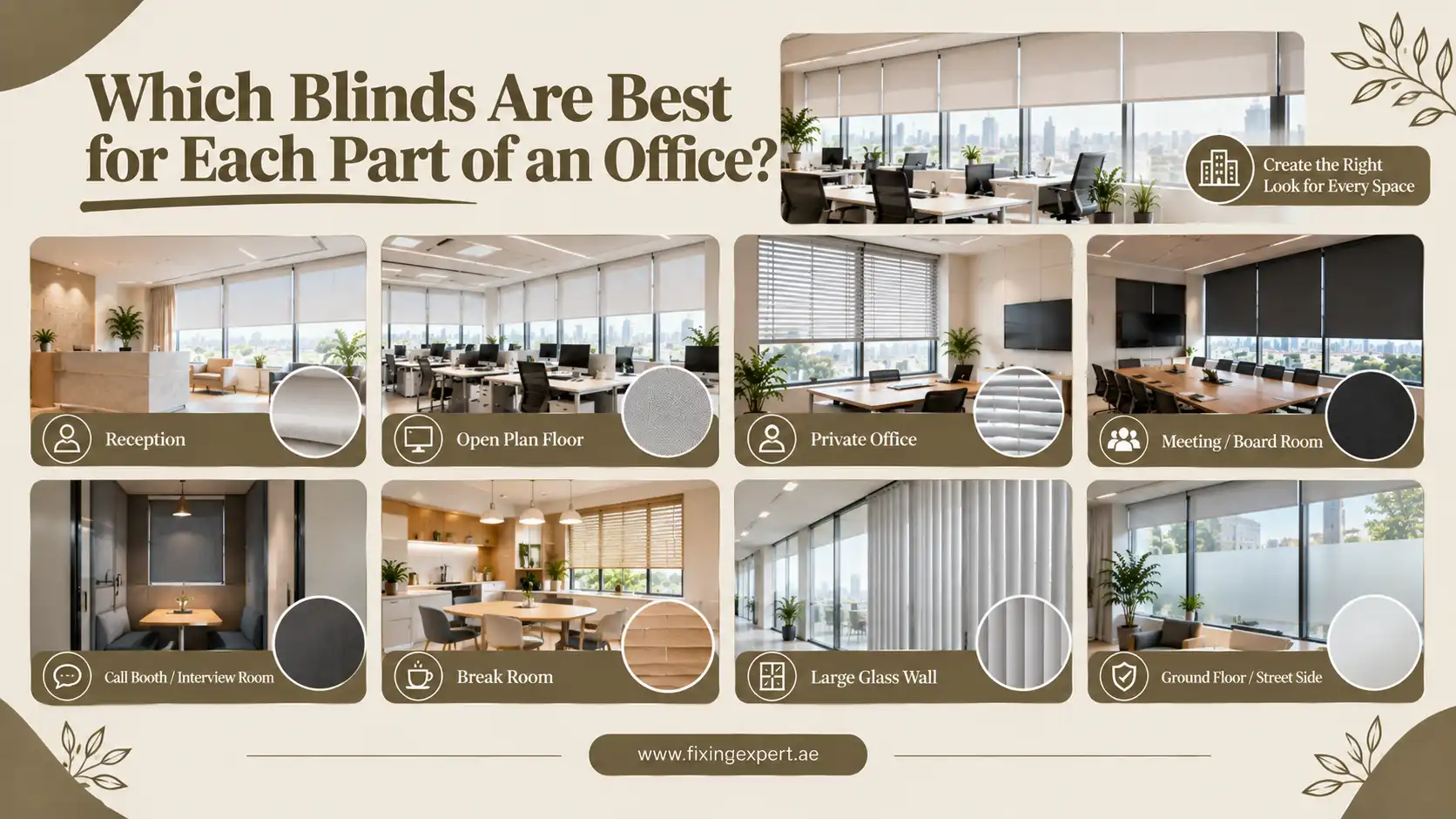WHICH BLINDS ARE BEST FOR EACH PART OF AN OFFICE
