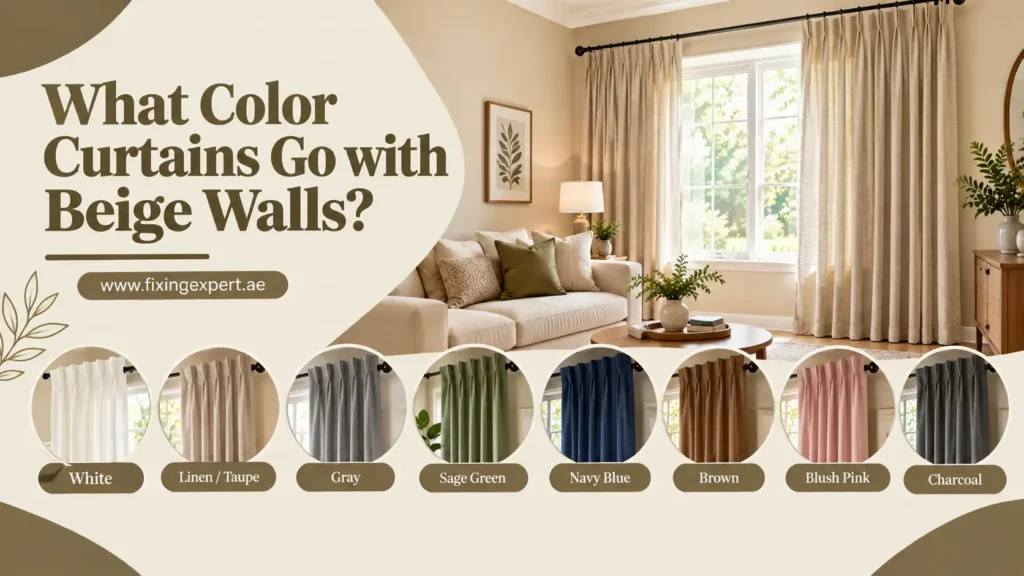 What color curtains go with beige walls Shades, undertones and fabrics that work