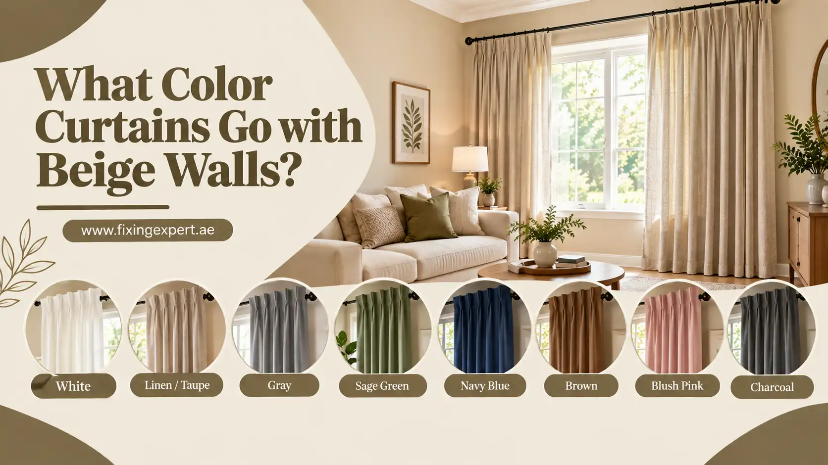 What color curtains go with beige walls Shades, undertones and fabrics that work