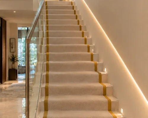 Custom Stair Runner Installation Project Tilal Al-Ghaf
