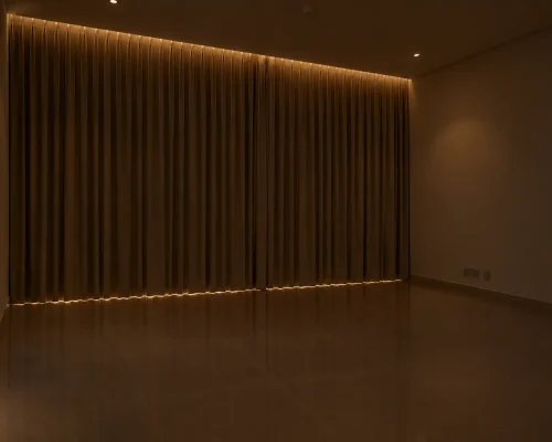 Finished blackout curtains in Park Ridge Tower bedroom Dubai